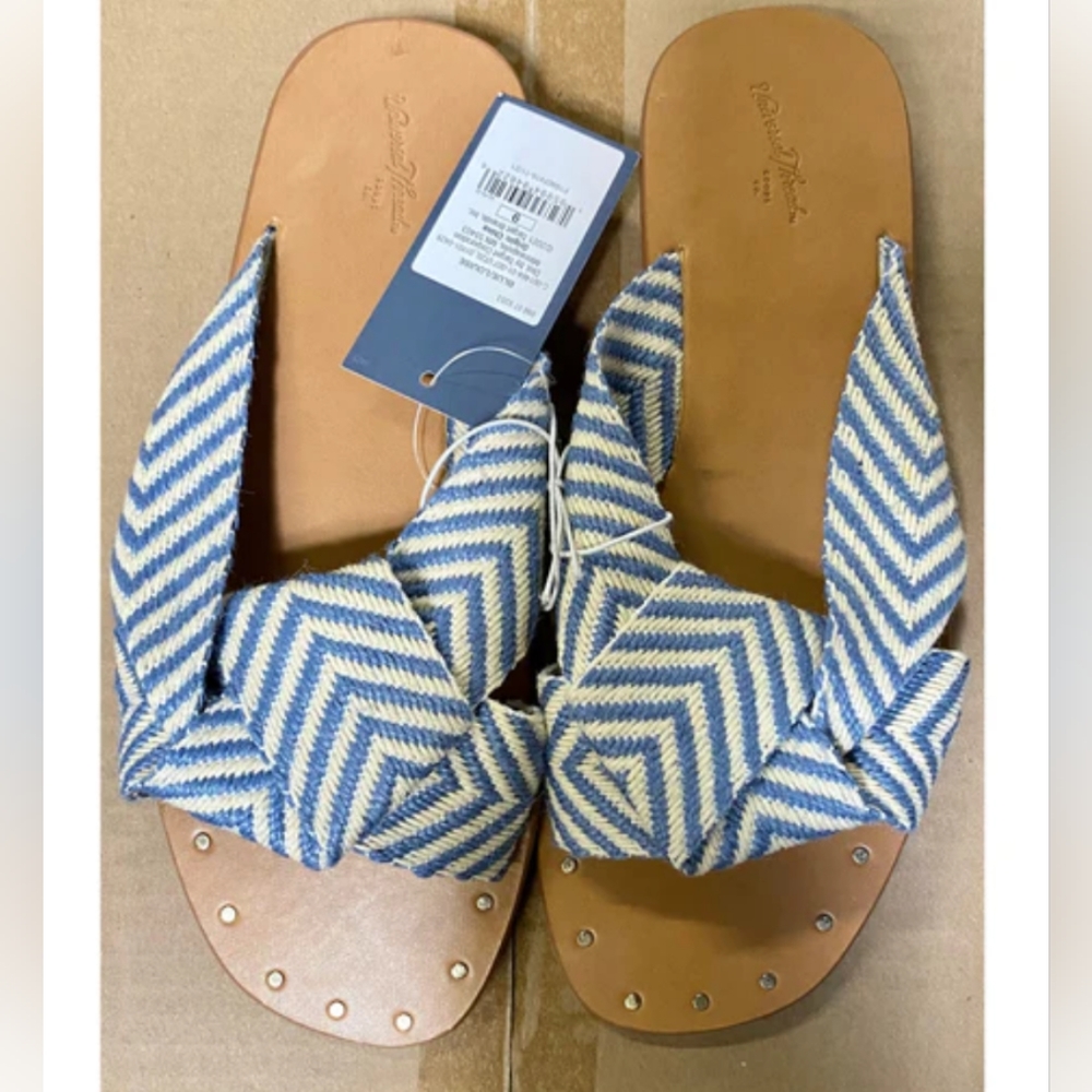 Women's Louise Chevron Print Knotted Slide Sandals - Universal Thread Blue Sz9